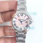 Swiss Grade Replica Cartier Ballon Bleu De Cartier Pink Roman Dial SS Case Watch 